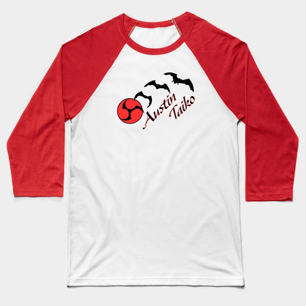 AT Bat Mitsudomoe black red Baseball T-Shirt by Austin Taiko